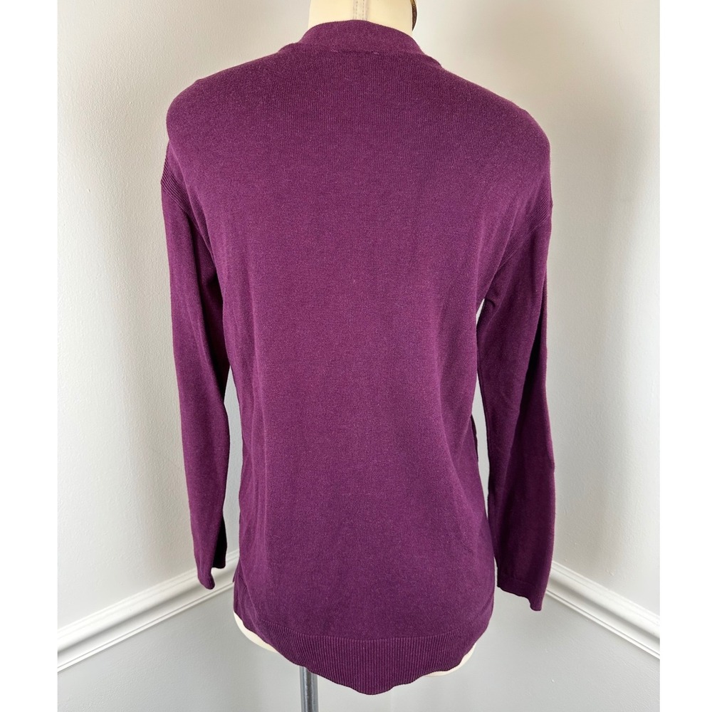 Talbots Purple V-Neck Button Front Girlfriend Car… - image 5